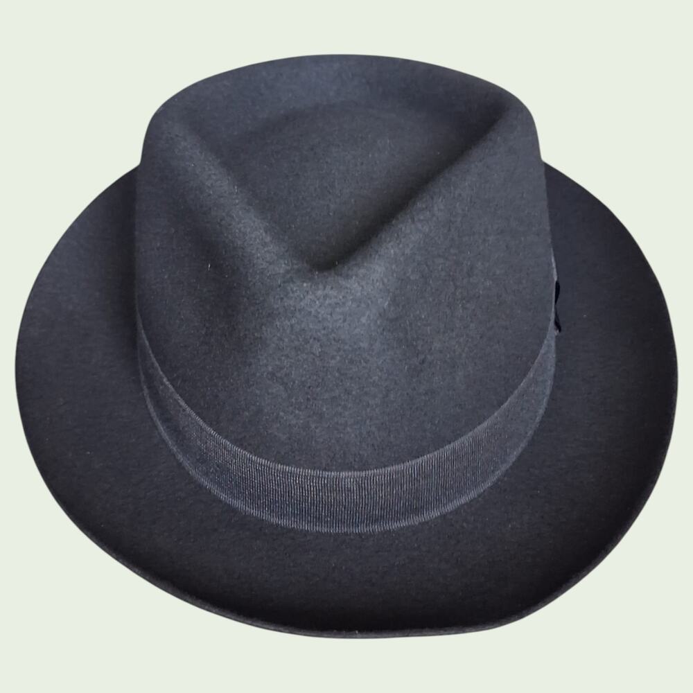Biltmore 1917 Black Wool Fedora Hat XXL 100% Wool Dress Hat Made in Canada EUC